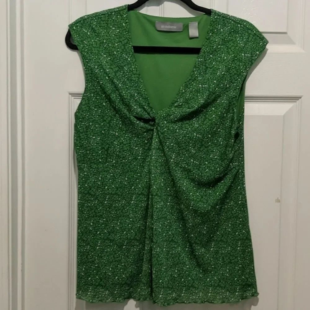 Liz Claiborne green floral print top Sz L NWOT